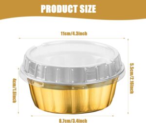 Gold 8 Oz Aluminium Foil Cup with Lid for Baking and Catering

